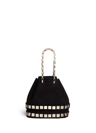 Main View - Click To Enlarge - TOMASINI - '56 Squares' small suede bucket bag