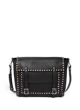 Main View - Click To Enlarge - VALENTINO GARAVANI - Rockstud New Courier leather satchel