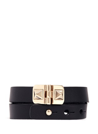 Main View - Click To Enlarge - VALENTINO GARAVANI - 'Rockstud' double wrap hinge leather bracelet