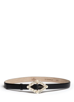 Main View - Click To Enlarge - VALENTINO GARAVANI - Studded pearl and crystal buckle leather belt