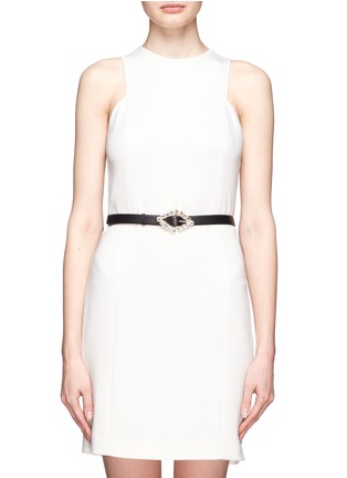 Figure View - Click To Enlarge - VALENTINO GARAVANI - Studded pearl and crystal buckle leather belt