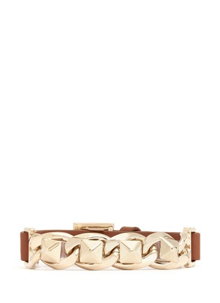 Main View - Click To Enlarge - VALENTINO GARAVANI - 'Rockstud' chain leather bracelet