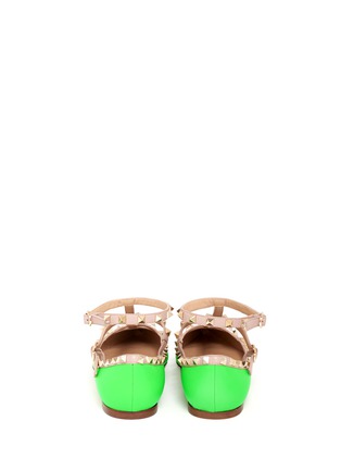 Back View - Click To Enlarge - VALENTINO GARAVANI - Rockstud caged leather flats