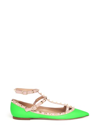 Main View - Click To Enlarge - VALENTINO GARAVANI - Rockstud caged leather flats