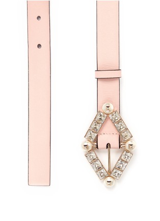 Detail View - Click To Enlarge - VALENTINO GARAVANI - Pearl and strass detail leather belt