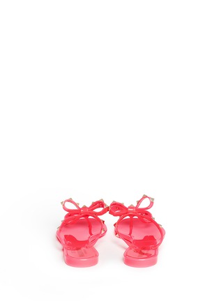 Back View - Click To Enlarge - VALENTINO GARAVANI - Rockstud bow flat jelly sandals