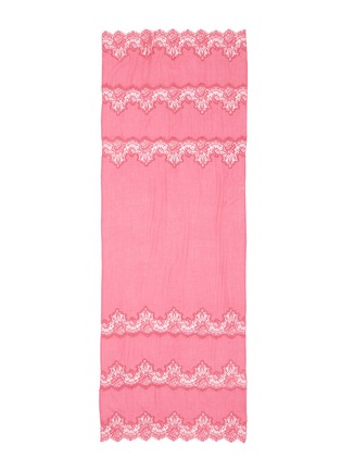 Detail View - Click To Enlarge - VALENTINO GARAVANI - Lace panel wool-cashmere scarf