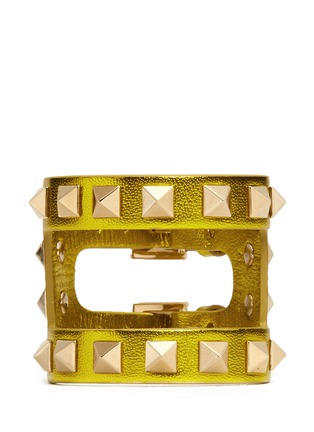 Main View - Click To Enlarge - VALENTINO GARAVANI - 'Rockstud' cutout metallic leather bracelet