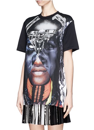 Front View - Click To Enlarge - GIVENCHY - Face and robot component print T-shirt