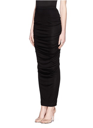 Front View - Click To Enlarge - GIVENCHY - Back ruffle jersey maxi skirt