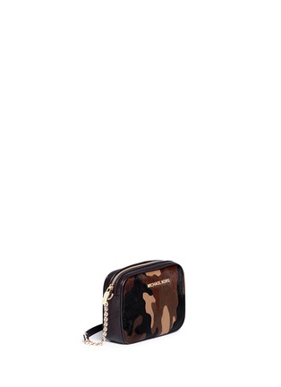 Front View - Click To Enlarge - MICHAEL KORS - 'Jet Set Travel' petite camouflage calf hair crossbody bag