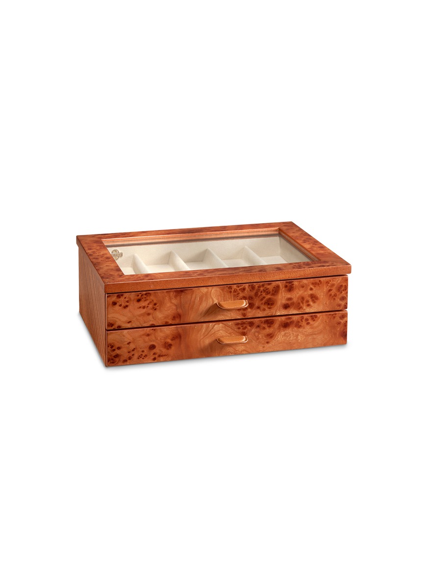 Elm briar wood two-drawer watch box