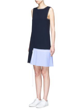 Front View - Click To Enlarge - COMME MOI - Pleated panel crepe sleeveless dress