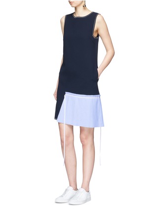 Figure View - Click To Enlarge - COMME MOI - Pleated panel crepe sleeveless dress