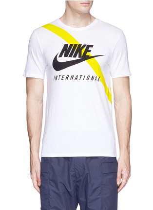 Main View - Click To Enlarge - NIKE - Swoosh logo slash print T-shirt