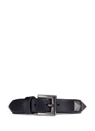 Figure View - Click To Enlarge - VALENTINO GARAVANI - 'Rockstud Noir' calfskin leather bracelet