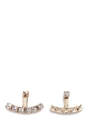 Main View - Click To Enlarge - VALENTINO GARAVANI - 'Rockstud' glass crystal anchor jacket asymmetric earrings