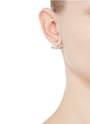 Figure View - Click To Enlarge - VALENTINO GARAVANI - 'Rockstud' glass crystal anchor jacket asymmetric earrings