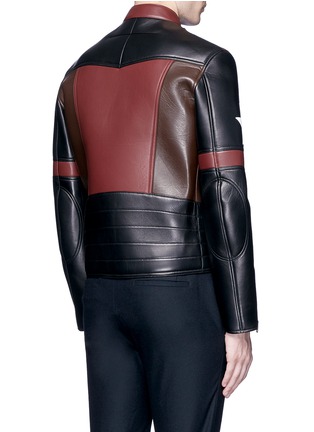 Back View - Click To Enlarge - GIVENCHY - Colourblock star patch leather biker jacket