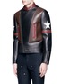 Front View - Click To Enlarge - GIVENCHY - Colourblock star patch leather biker jacket