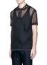 Front View - Click To Enlarge - GIVENCHY - Studded collar silk organza polo shirt