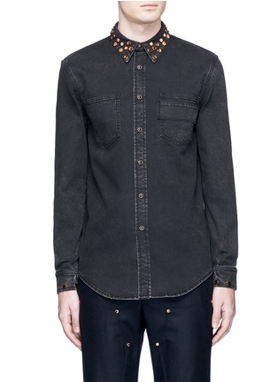 Main View - Click To Enlarge - GIVENCHY - Studded collar denim shirt