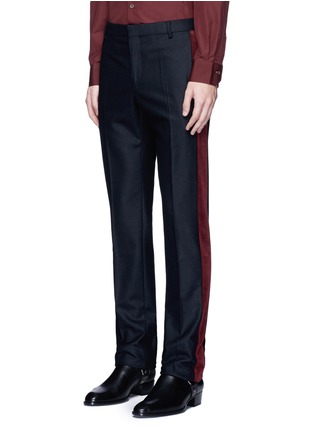 Front View - Click To Enlarge - GIVENCHY - Velvet stripe wool pants