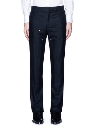 Main View - Click To Enlarge - GIVENCHY - Rivet patchwork panel wool flannel pants