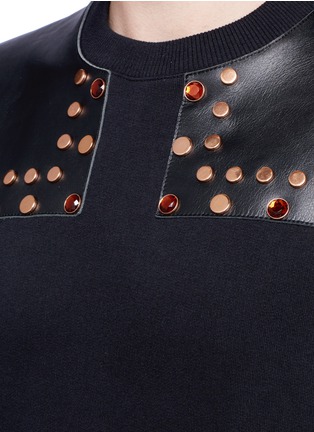 Detail View - Click To Enlarge - GIVENCHY - Studded leather yoke sweatshirt