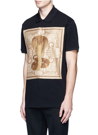 Front View - Click To Enlarge - GIVENCHY - Cobra print satin patch polo shirt