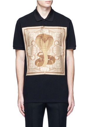 Main View - Click To Enlarge - GIVENCHY - Cobra print satin patch polo shirt