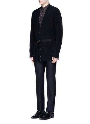Front View - Click To Enlarge - GIVENCHY - Studded belt distressed cardigan