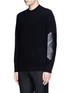 Front View - Click To Enlarge - GIVENCHY - Leather elbow patch wool sweater