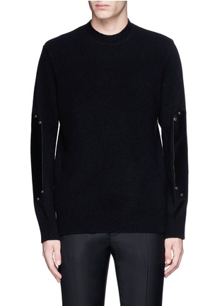 Main View - Click To Enlarge - GIVENCHY - Leather elbow patch wool sweater
