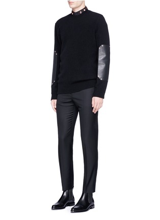 Figure View - Click To Enlarge - GIVENCHY - Leather elbow patch wool sweater