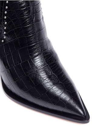 Detail View - Click To Enlarge - GIVENCHY - 'Elegant' screw heel croc embossed Chelsea boots