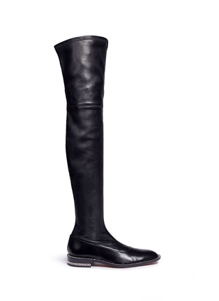 Main View - Click To Enlarge - GIVENCHY - Chain trim heel leather thigh high boots