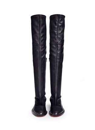 Figure View - Click To Enlarge - GIVENCHY - Chain trim heel leather thigh high boots