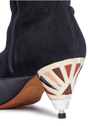 Detail View - Click To Enlarge - GIVENCHY - 'Show' mixed cone heel suede boots