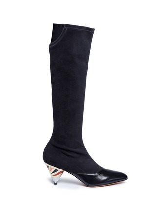 Main View - Click To Enlarge - GIVENCHY - 'Show' mixed cone heel suede boots