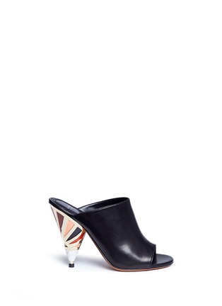 Main View - Click To Enlarge - GIVENCHY - 'Show' mixed cone heel leather sandals