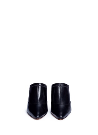 Front View - Click To Enlarge - GIVENCHY - 'Show' mixed cone heel leather mules