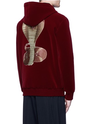 Back View - Click To Enlarge - GIVENCHY - Cobra patch velvet zip hoodie