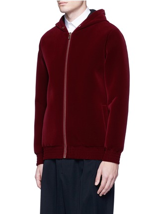 Front View - Click To Enlarge - GIVENCHY - Cobra patch velvet zip hoodie