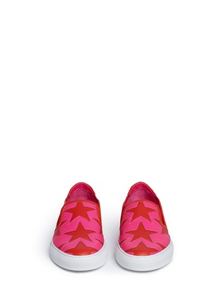 Front View - Click To Enlarge - GIVENCHY - 'Street' cutout star patchwork leather skate slip-ons