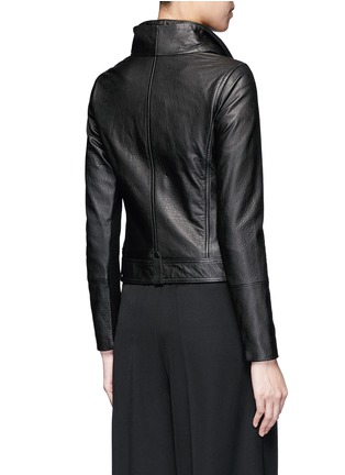 Back View - Click To Enlarge - VINCE - Lambskin leather cropped moto jacket