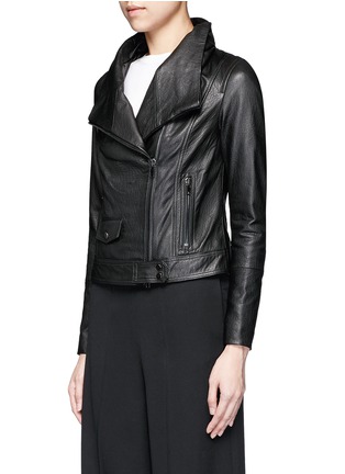 Front View - Click To Enlarge - VINCE - Lambskin leather cropped moto jacket