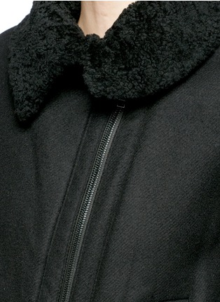 Detail View - Click To Enlarge - VINCE - Shearling collar moto jacket
