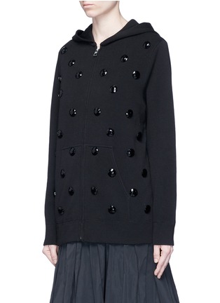Front View - Click To Enlarge - MARC JACOBS - Jewel embellished zip-up knit hoodie