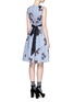 Back View - Click To Enlarge - MARC JACOBS - Flocked floral print gingham poplin bow dress